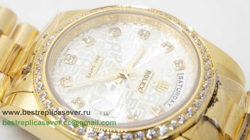 Rolex Day-Date Automatic S/S 36MM Sapphire Diamonds Bezel RXG307
