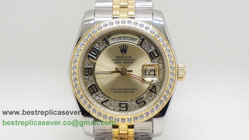 Rolex Day-Date Automatic S/S 36MM Sapphire Diamonds Bezel RXG390